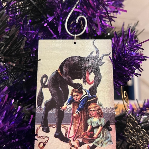 Krampus Ornament Set, Retro Krampus Postcard Greeting Holiday Ornament set - Picture 3 of 13